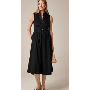 J Crew Fitted Waist Shirt Dress 0 Black NWT Midi Sleeveless CJ519 J.Crew Ezra